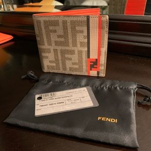 FENDI wallet FOGLIO UOMO ZUCCA khaki orange folio
